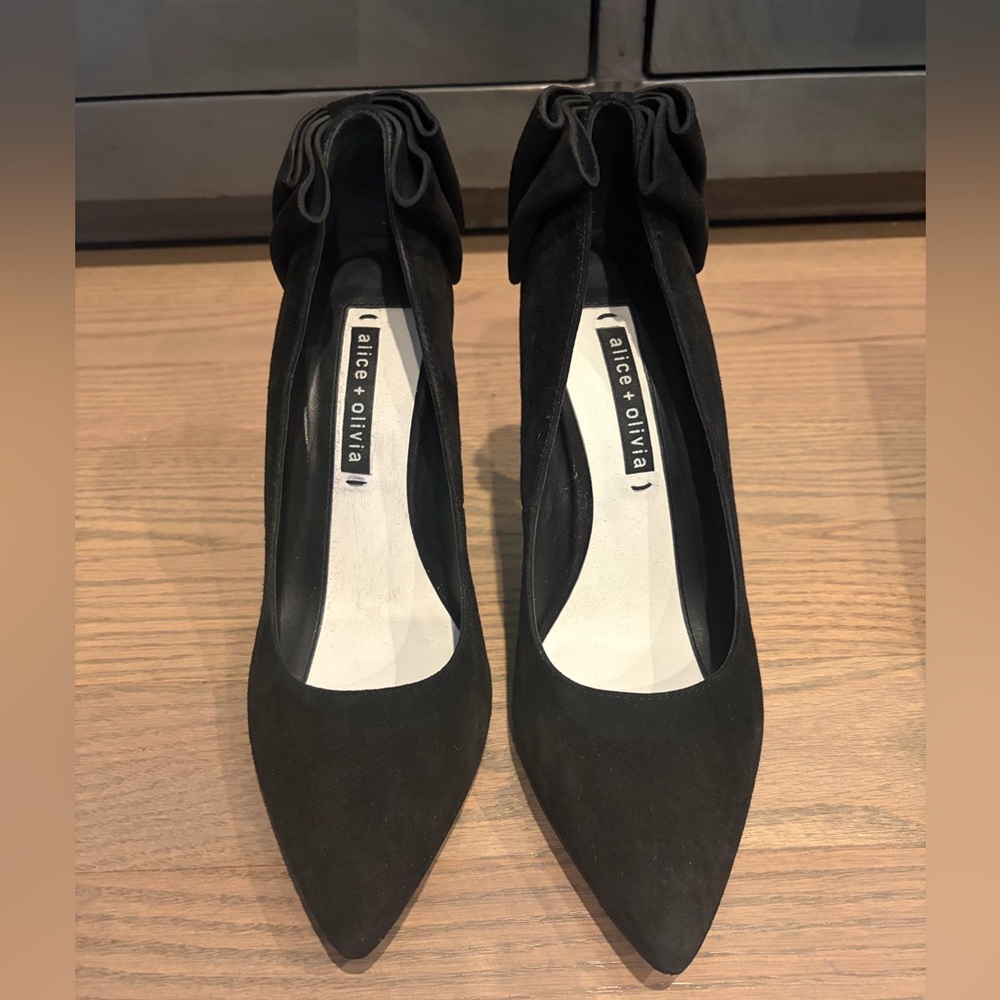 Alice + Olivia Black Ruffle Heels
